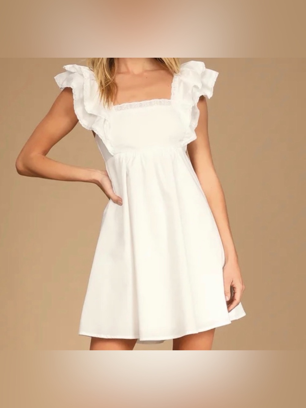 Lulus Marvelous Time White Ruffled Mini Dress Lined S XL